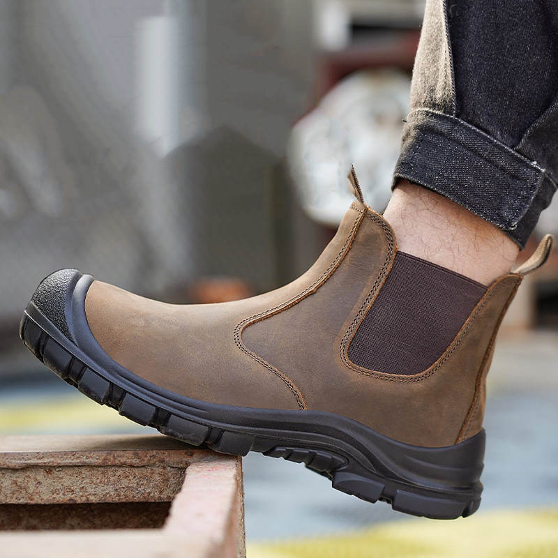 Leather Work Flats - large size men's fashion steel toe