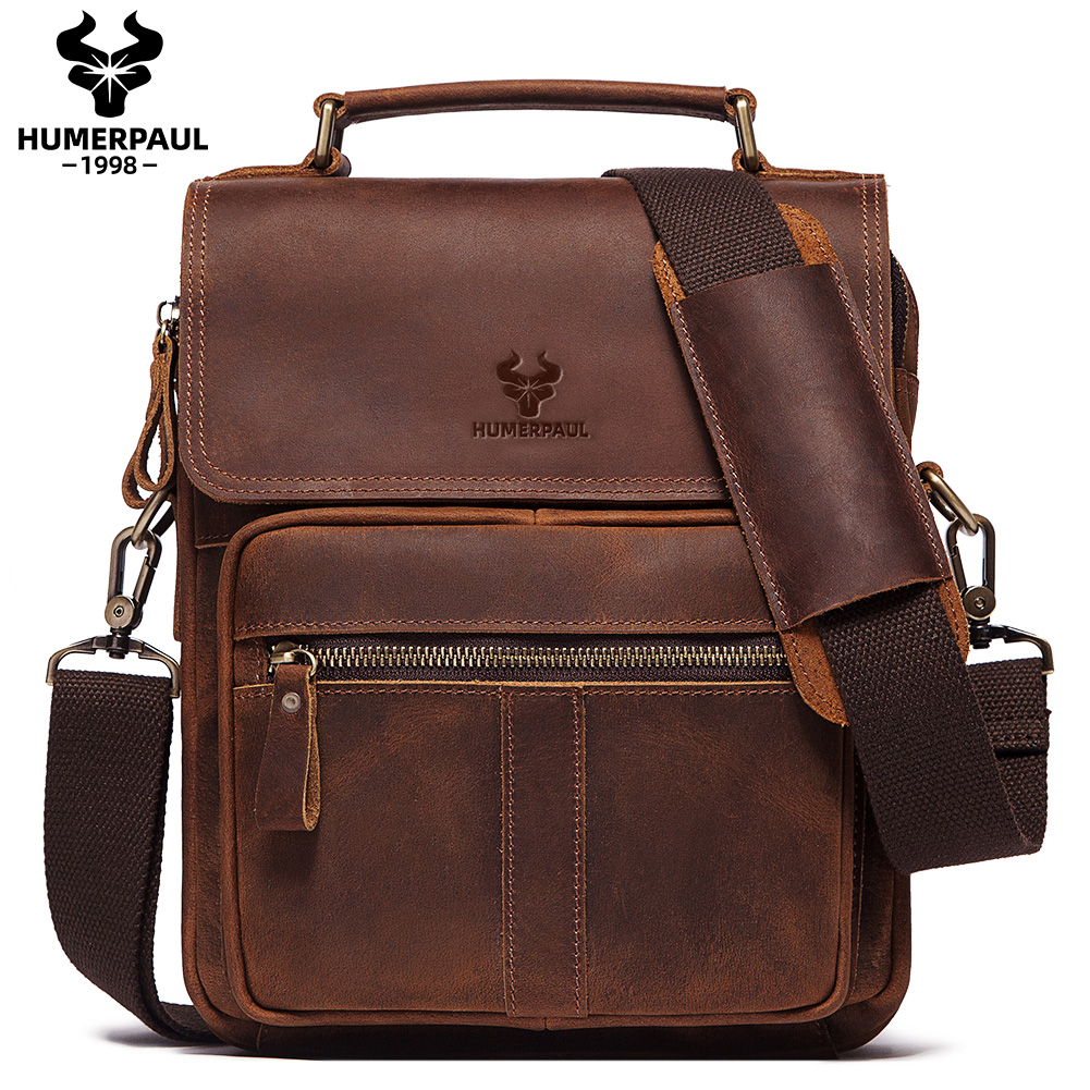 Leatherwork Bag - HUMERPAUL Genuine Leather Men's Shoulder Bag
