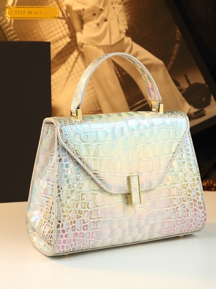 Leather Work Handbags For Women - Elegant Women Colorful Crocodile Pattern Split