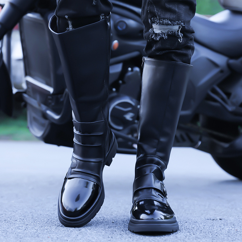 Leather Work Flats - 2026 New Men‘s Motorcycle Boots Knee