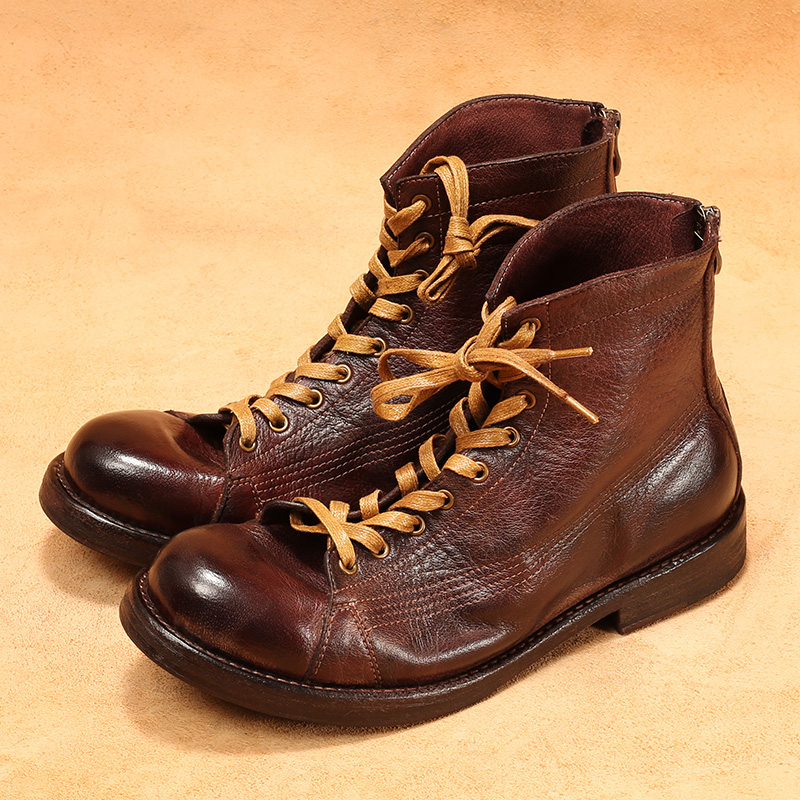 Men's High-top Goodyear-welted - Leather Work Flats 评论和价格