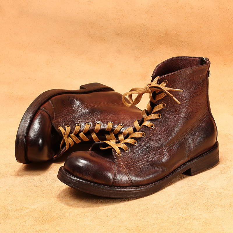 Men's High-top Goodyear-welted - Leather Work Flats 评论和价格