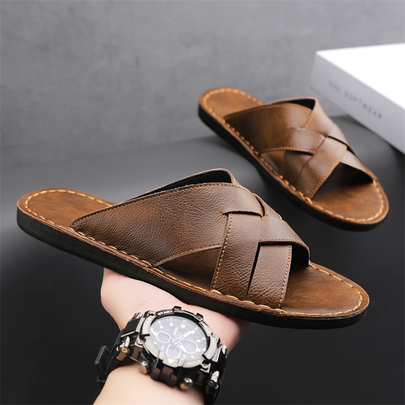 Genuine Leather Men Casual San - Leather Work Flats 评论和价格