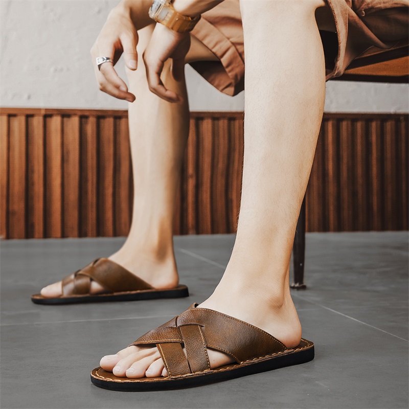 Genuine Leather Men Casual San - Leather Work Flats 评论和价格