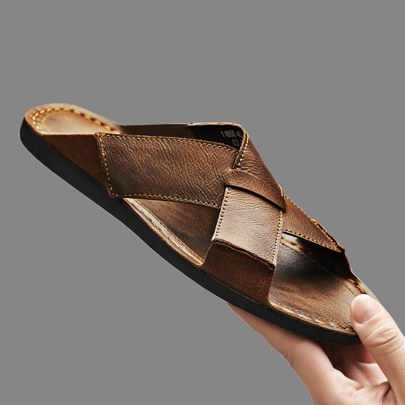 Fashion Genuine Leather Men Sl - Leather Work Flats 评论和价格