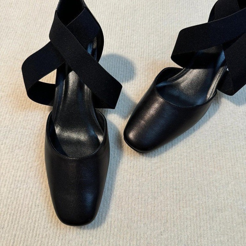 Women's Cross Strap Block Heel - Leatherwork In French 评论和价格