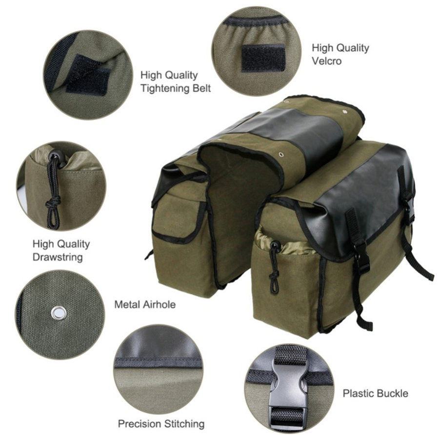 Canvas Leather Rear Saddlebag  - Leatherwork Bag 评论和价格