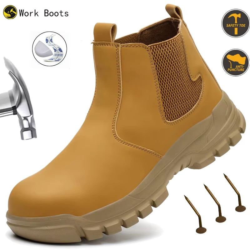 Waterproof Men's Safety Work B - Leather Work Flats 评论和价格
