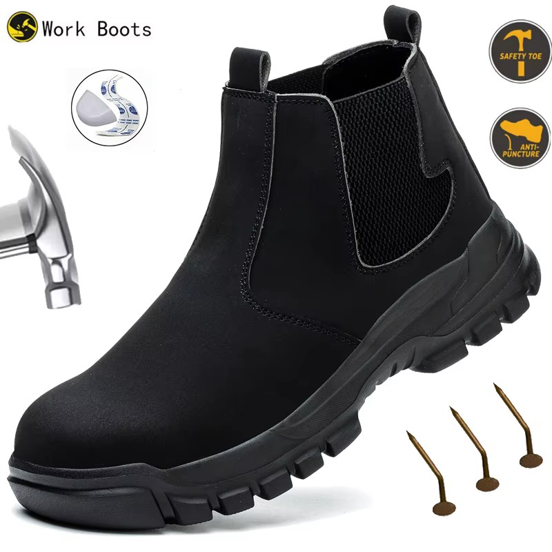 Waterproof Men's Safety Work B - Leather Work Flats 评论和价格