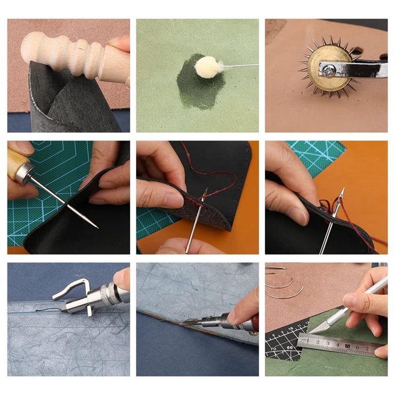 AB08-Leather Working Tools Kit - Leatherwork Beginner Tools 评论和价格