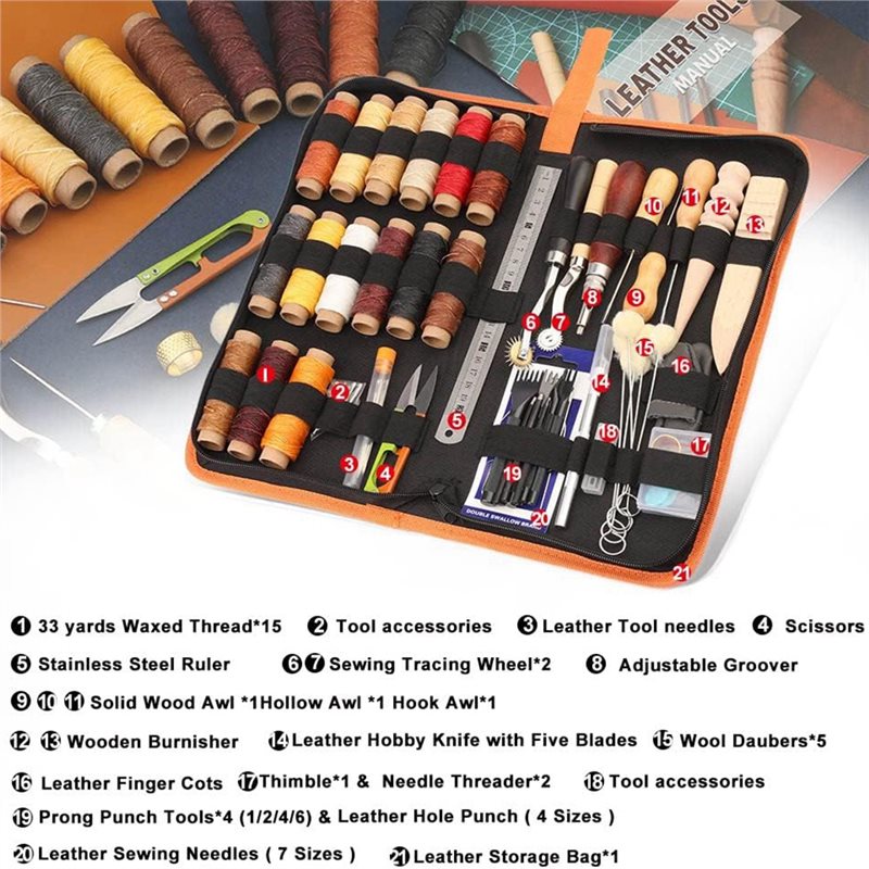 AB08-Leather Working Tools Kit - Leatherwork Beginner Tools 评论和价格