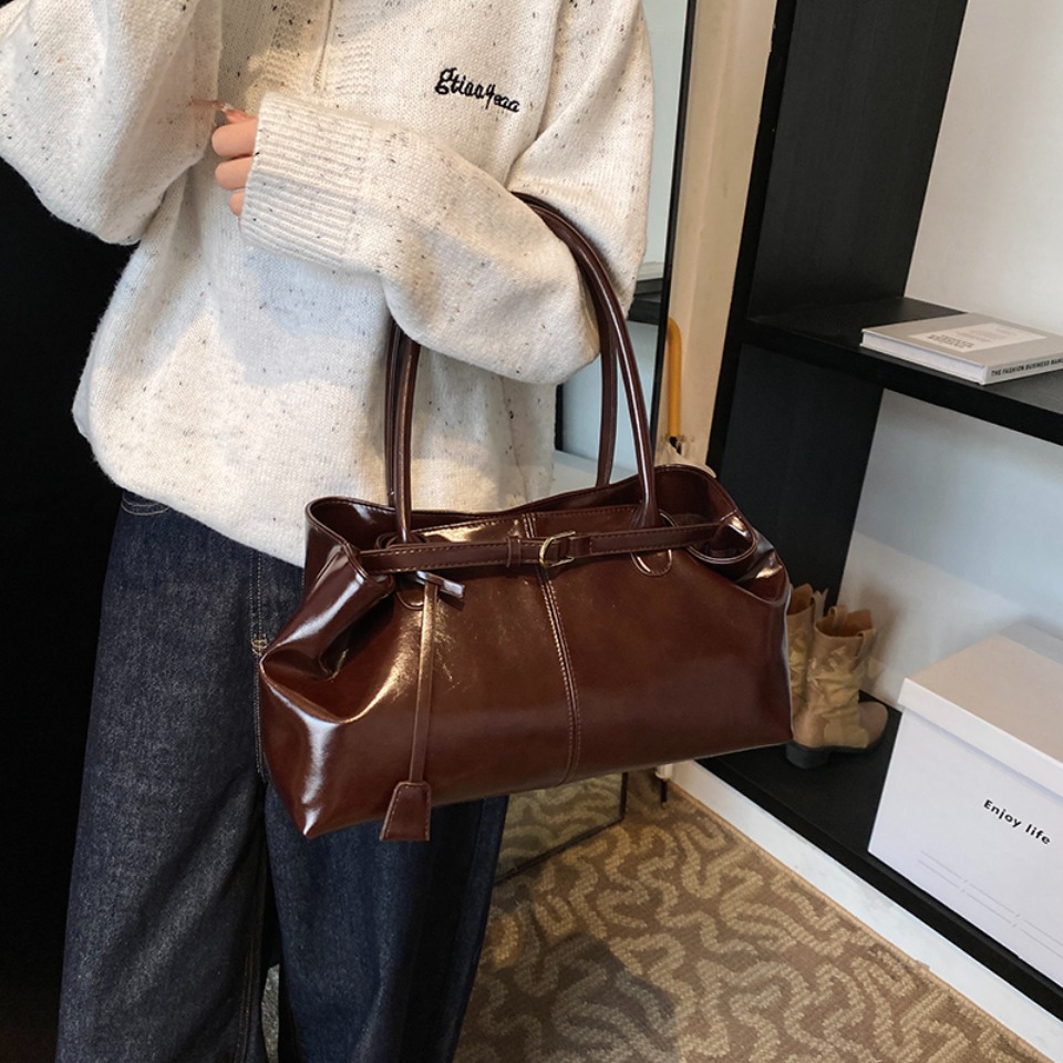 Winter Oil PU Leather Hobo Han - Leather Work Handbags For Women 评论和价格