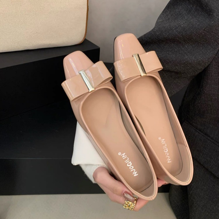 Square-toe Bow Shallow Single  - Leatherwork In French 评论和价格